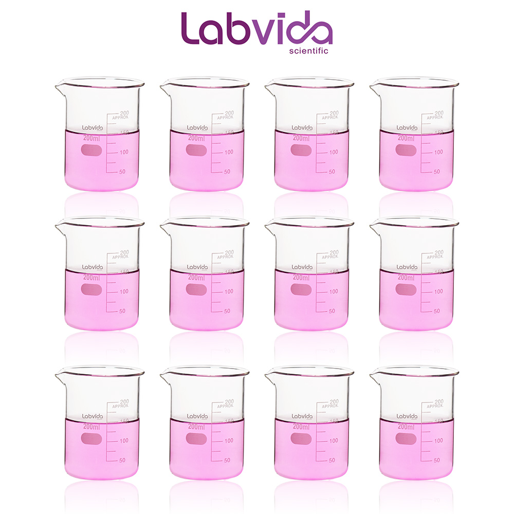 Labvida 12pcs Of Griffin Low Form Glass Beakers Vol200ml 33 Borosilicate With Printed 6319